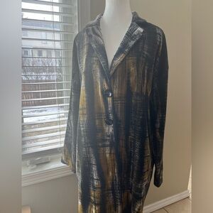 [M]Chalet et Ceci Brown Gold Abstract WMN Knit Soft Oversized Blazer Coat